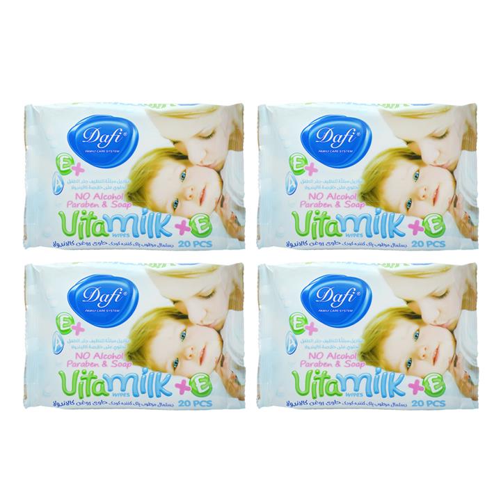 دستمال مرطوب کودک دافی مدل vita milk مجموعه 4 عددی Dafi Four Vita Milk Children Wipes Pack